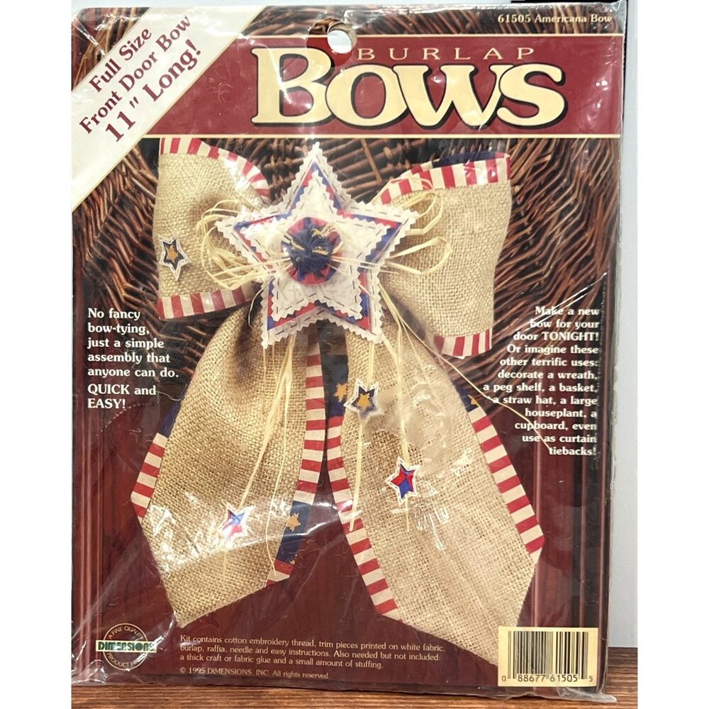 Full Size Americana Burlap Front Door Bow 11" Craft Kit Patriotic Decorative